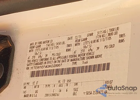 2016 Ford F-150 Xlt z USA, uszkodzony, nr VIN 1FTEW1EF4GKD20007